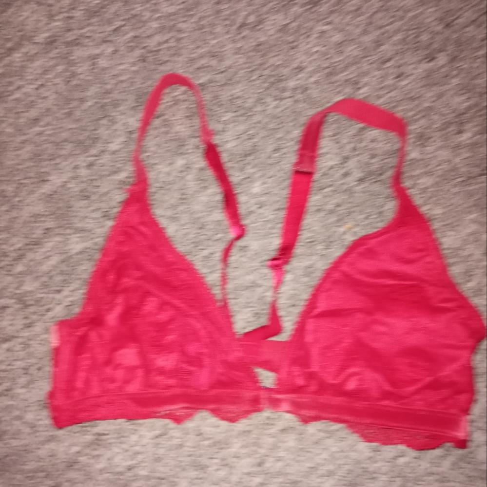 Victoria Secret red lace bralette with velvet